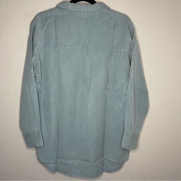 Young Fabulous & Broke Sage Long Sleeve Oversized Button Flowy Tencel Shirt S - Picture 4 of 9
